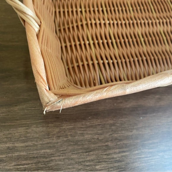 Faux Wicker Rectangular Tray with Handles - Picture 2 of 8